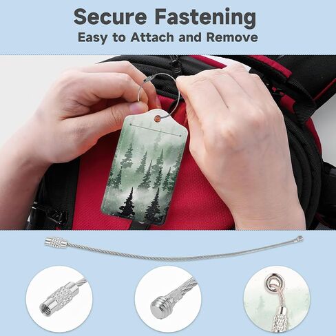 2 Pack Luggage Tags for Suitcases Mysterious Forest Luggage Tag, Leather Stainless Steel Loop Label Tag for Men Women Travel Bag Suitcase in Saudi Arabia