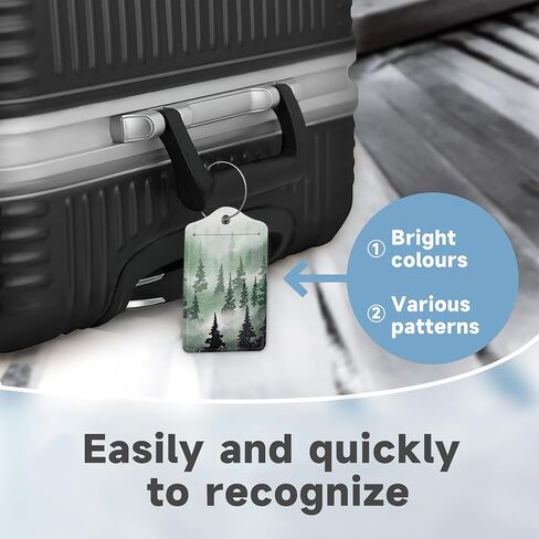 2 Pack Luggage Tags for Suitcases Mysterious Forest Luggage Tag, Leather Stainless Steel Loop Label Tag for Men Women Travel Bag Suitcase in Saudi Arabia