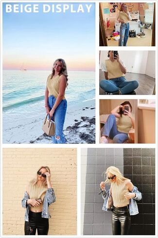 Women's V-Neck Knit Sweater Vest Solid Color Argyle Plaid Preppy Style Sleeveless Crop Knit Vest in Kuwait