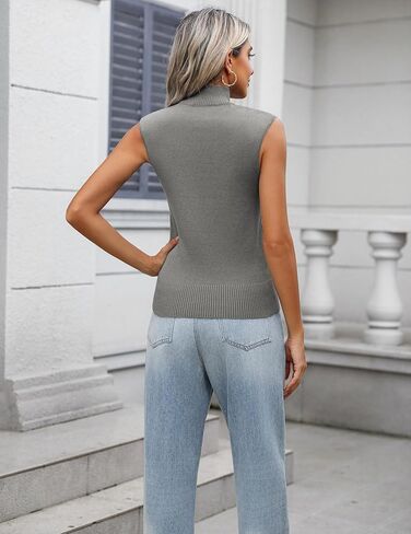 Zeagoo Women's 2024 Mock Turtle Neck Sweater Vest Sleeveless Knit Pullover Tank Tops Casual Trendy Slim Fitted Shirts in Kuwait