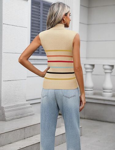 Zeagoo Women's 2024 Mock Turtle Neck Sweater Vest Sleeveless Knit Pullover Tank Tops Casual Trendy Slim Fitted Shirts in Kuwait