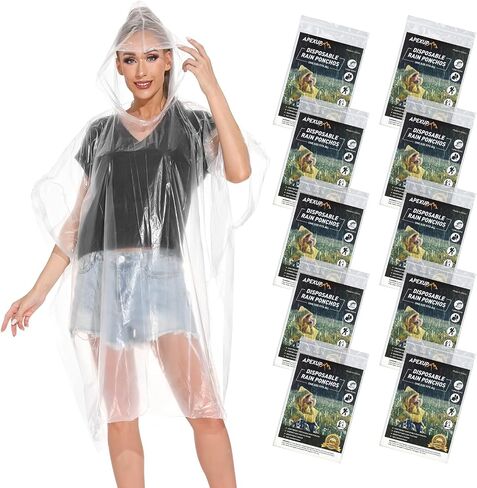 APEXUP Disposable Rain Ponchos for Adults, Emergency Rain Poncho for Camping Hiking Travelling in Saudi Arabia