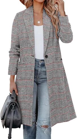 CHICZONE Women's Notch Lapel Double Breasted Mid Long Pea Coat Wool Blend Overcoat Winter Outwear in Saudi Arabia