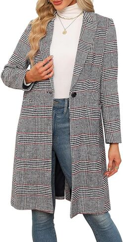 CHICZONE Women's Notch Lapel Double Breasted Mid Long Pea Coat Wool Blend Overcoat Winter Outwear in Saudi Arabia
