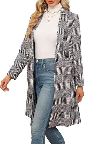 CHICZONE Women's Notch Lapel Double Breasted Mid Long Pea Coat Wool Blend Overcoat Winter Outwear in Saudi Arabia