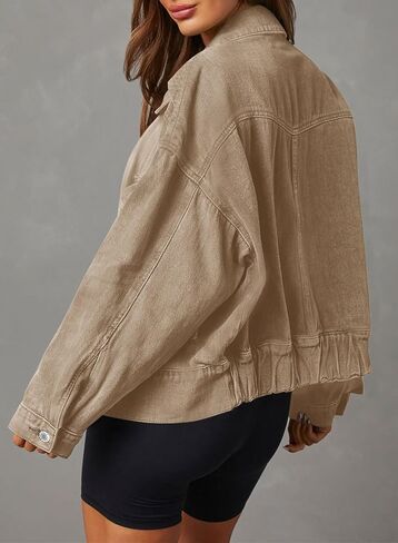 Dokotoo Jean Jacket Women Cargo Womens Fashion 2024 Jackets for Women Cropped Button Womens Fall Clothes Trendy Casual in Saudi Arabia