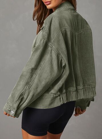 Dokotoo Jean Jacket Women Cargo Womens Fashion 2024 Jackets for Women Cropped Button Womens Fall Clothes Trendy Casual in Saudi Arabia