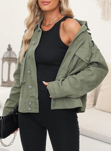 Dokotoo Jean Jacket Women Cargo Womens Fashion 2024 Jackets for Women Cropped Button Womens Fall Clothes Trendy Casual in Saudi Arabia