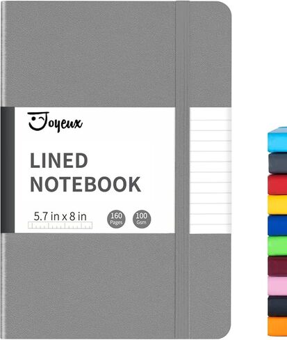JOYEUX Lined Journal Notebook, 160 Pages Hardcover Journal for Writing, Medium 5.7 inches x 8 inches Notebooks - 100 Gsm Thick A5 Paper (Dark Grey) in Saudi Arabia