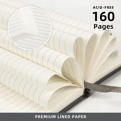 JOYEUX Lined Journal Notebook, 160 Pages Hardcover Journal for Writing, Medium 5.7 inches x 8 inches Notebooks - 100 Gsm Thick A5 Paper (Dark Grey) in Saudi Arabia