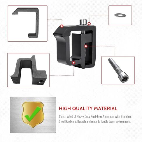 AA-Racks P-AC(4)-09 Set of 4 Aluminum C-clamps for Non-Drilling Truck Rack & Camper Shell Installation - Black in Kuwait