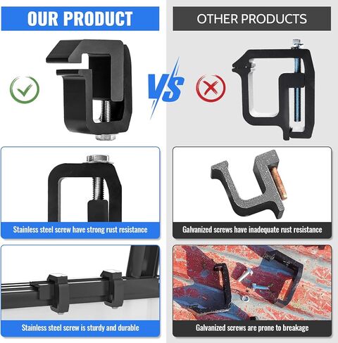 AA-Racks P-AC(4)-09 Set of 4 Aluminum C-clamps for Non-Drilling Truck Rack & Camper Shell Installation - Black in Kuwait