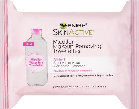 Garnier SkinActive Micellar Facial Cleanser & Makeup Remover Wipes, Gentle for All Skin Types (25 Wipes), 1 Count (Packaging May Vary) in Kuwait