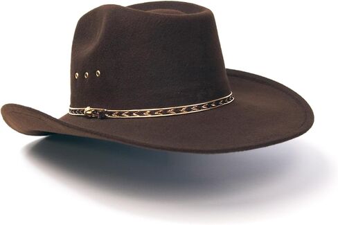 Felt Finish Cowboy Hat - Pinch Front Style with Gold Band | Kids' Cowboy & Cowgirl Hat in Saudi Arabia