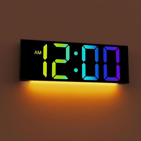 JALL 12'' Large Digital Wall Clock with Remote Control, Big LED Screen Dispaly, 8 RGB Colors, DST, Night Light for Living Room, Bedroom, Gift for Elderly in Saudi Arabia