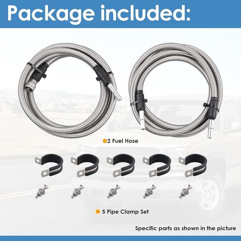 مجموعة خطوط الوقود المضفرة من الفولاذ المقاوم للصدأ 819-816، متوافقة مع شيفروليه سيلفرادو/جي إم سي سييرا 1500 2500 3500 2004-2010، استبدال # 15946184 15946199 15946178 19356397 in Kuwait