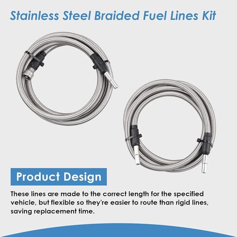 مجموعة خطوط الوقود المضفرة من الفولاذ المقاوم للصدأ 819-816، متوافقة مع شيفروليه سيلفرادو/جي إم سي سييرا 1500 2500 3500 2004-2010، استبدال # 15946184 15946199 15946178 19356397 in Kuwait