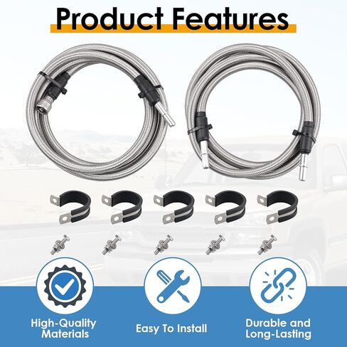 مجموعة خطوط الوقود المضفرة من الفولاذ المقاوم للصدأ 819-816، متوافقة مع شيفروليه سيلفرادو/جي إم سي سييرا 1500 2500 3500 2004-2010، استبدال # 15946184 15946199 15946178 19356397 in Kuwait