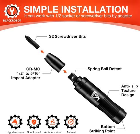 مجموعة مفك تأثير محرك 1/2 بوصة، CR-V، مستخرج مجموعة مفكات تأثير يدوية قابلة للعكس، محول بت 5/16 بوصة مع لقم فولاذية S2، 10 قطع، فك السحابات الصدئة أو البراغي المجمدة in Kuwait