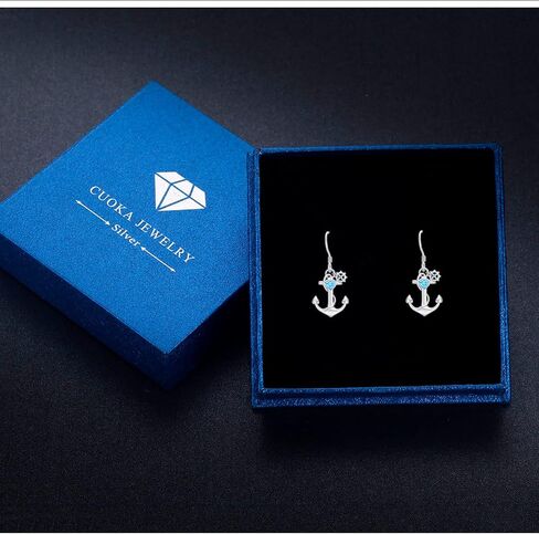 925 Sterling Silver Anchor Stud Earrings - Steering Wheel Thread Earring for Women Ocean Sea Minimalist Hypoallergenic Nautical Theme Jewelry with Box (Anchor) in Kuwait