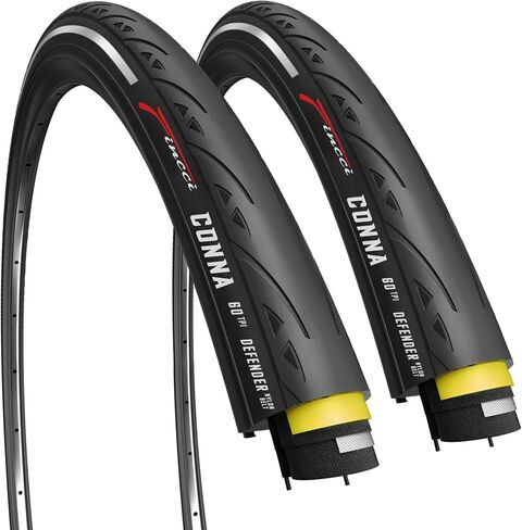 Fincci Conna Pair 700x23c Tires Road Bike 23-622 Foldable Bike Tire 60TPI with 1mm Antipuncture Protection for Cycling Racing Touring - Pack of 2 Bicycle Tires 700 x 23c in Saudi Arabia