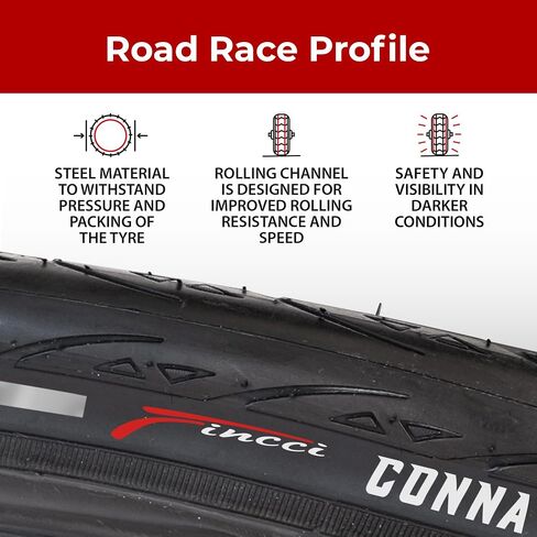Fincci Conna Pair 700x23c Tires Road Bike 23-622 Foldable Bike Tire 60TPI with 1mm Antipuncture Protection for Cycling Racing Touring - Pack of 2 Bicycle Tires 700 x 23c in Saudi Arabia
