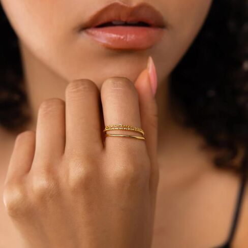 Dainty Stacking Ring Set 18K Gold Thin Ring for Women Simple Twist Ring Delicate Gold Band Ring Minimalist Everyday Jewelry 3Pcs/4Pcs in Saudi Arabia