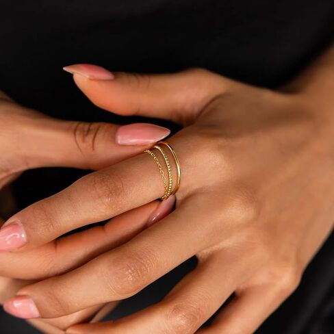 Dainty Stacking Ring Set 18K Gold Thin Ring for Women Simple Twist Ring Delicate Gold Band Ring Minimalist Everyday Jewelry 3Pcs/4Pcs in Saudi Arabia