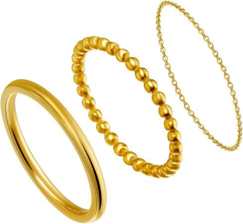 Dainty Stacking Ring Set 18K Gold Thin Ring for Women Simple Twist Ring Delicate Gold Band Ring Minimalist Everyday Jewelry 3Pcs/4Pcs in Saudi Arabia