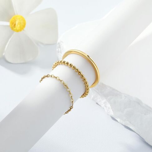Dainty Stacking Ring Set 18K Gold Thin Ring for Women Simple Twist Ring Delicate Gold Band Ring Minimalist Everyday Jewelry 3Pcs/4Pcs in Saudi Arabia