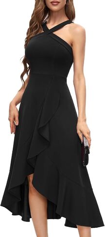 Bbonlinedress فساتين نسائية لحفلات الكوكتيل وحفلات الزفاف الرسمية فستان وصيفة العروس مكشكش ماكسي هاي لو للحفلات المسائية 2024 in Kuwait