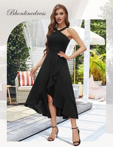Bbonlinedress فساتين نسائية لحفلات الكوكتيل وحفلات الزفاف الرسمية فستان وصيفة العروس مكشكش ماكسي هاي لو للحفلات المسائية 2024 in Kuwait