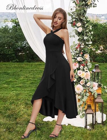 Bbonlinedress فساتين نسائية لحفلات الكوكتيل وحفلات الزفاف الرسمية فستان وصيفة العروس مكشكش ماكسي هاي لو للحفلات المسائية 2024 in Kuwait