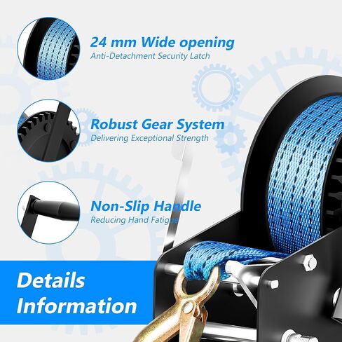 ونش طقم مقطورة قارب 3500 رطل مع حزام بوليستر بطول 33 قدم، سقاطة ثنائية الاتجاه 4:1/8:1 تروس، ونش محمول للقوارب والشاحنات والمقطورات وRV وATV والتزلج على الماء ورافعة كرنك يدوية تأتي مع قفازين، أزرق in Kuwait