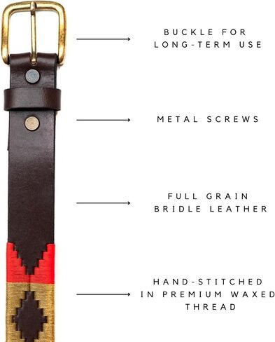 Interchangeable Hand-Stitched Polo Belt - Crafted from full-grain bridle leather in Saudi Arabia
