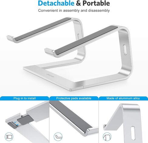 OMOTON Laptop Stand, Detachable Mount for MacBook Air/Pro Dell HP Silver | 11-17" Laptop Holder for Desk, Notebook Computer Mount, Lightweight Cooling for Desk, Ergonomic Home Office in Kuwait