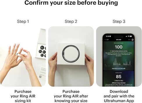 ULTRAHUMAN Ring AIR Sizing Kit with Colours - Size First Before You Buy - Choose from 10 Sizes - Sizes 5 to 14 from 5 Colour Options- Find The Perfect Ring Size - Smart Ring Sizer in Kuwait
