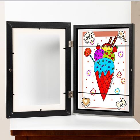 8x12 Kids Artwork Frame Changeable Solid Wood Wall Hanging Picture/Diamond Painting Horizontal or Vertical (Black) in Saudi Arabia