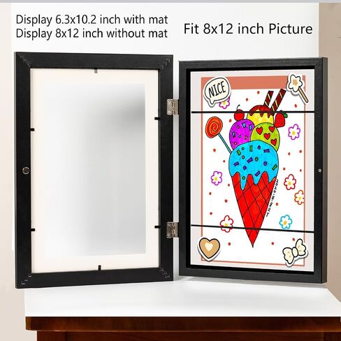 8x12 Kids Artwork Frame Changeable Solid Wood Wall Hanging Picture/Diamond Painting Horizontal or Vertical (Black) in Saudi Arabia