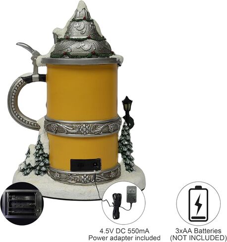 لحظات في الوقت المناسب 11.2 بوصة ارتفاع كشك بيرة ونقانق قرية الكريسماس المرسوم يدويًا من الراتنج مع أضواء LED وموسيقى عيد الميلاد in Kuwait