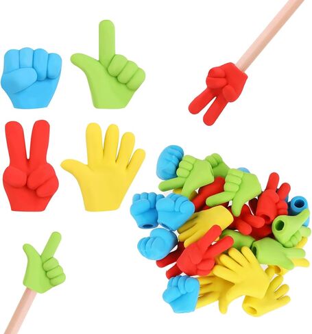 Fun Pencil Eraser Tops Pencil Topper Erasers 30 Pcs Eraser Toppers Funny Rock Paper Scissors Erasers Fun Eraser Toppers for Pencils Cute Pencil Top Erasers Cap, 4 Colors in Kuwait