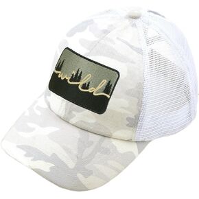 C.C Ponytail Criss Cross Messy Buns Ponycaps Baseball Cap Dad Trucker Mesh Hat (Distressed Patch Bee Happy Yellow)