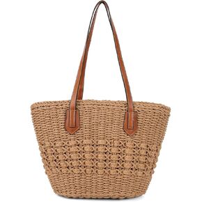 Women's Straw Hobo Bag Woven Shoulder Bag Large Tote Purse Summer Beach Handbag Handmade Top Handle Satchel Travel
