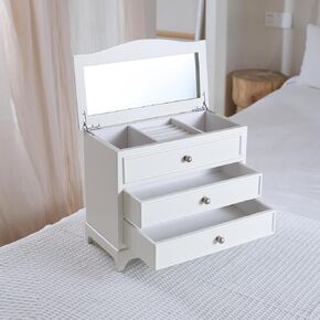 White Ballerina Musical Jewelry Box with Mirror and Necklace for Girls and Women,Jewelry Storage Chest, for Birthday,Valentine's Day and All Holidays,Great Gift for Daughter, Wife