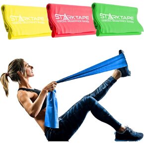 Starktape Resistance Bands Set. 5 Pack Non-Latex Physical Therapy, Professional Elastic Band. Perfect for Home Exercise, Workout, Strength Training, Yoga, Pilates, Rehab or Gym Leg Upper, Lower Body