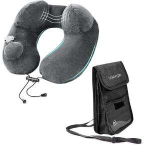 travel inspira Premium Travel Neck Wallet with RFID Blocking and Travel Inflatable Neck Pillow in Kuwait
