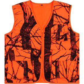 Blaze Orange Hunting Vest with Pockets for Men fishing Camping Outerwear