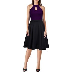 FORTRIC Women Patchwork Sleveless Wedding Party Cocktail Evening Swing Dress