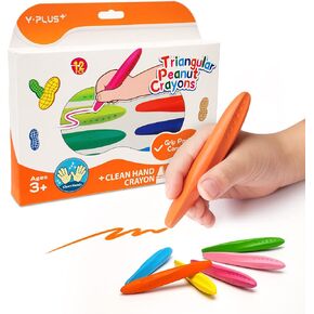 YPLUS Triangle Crayons for Kids - Washable Toddlers Crayons 12 Colors, Non Toxic Handwriting Posture Correction Coloring Art Supplies for Ages 2-4, 4-8…