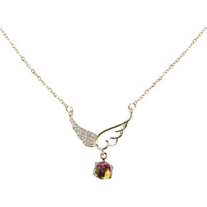 Pendant Necklace Green Wings for Women Trendy Titanium Chain - Anniversary Valentine and Birthday Gift